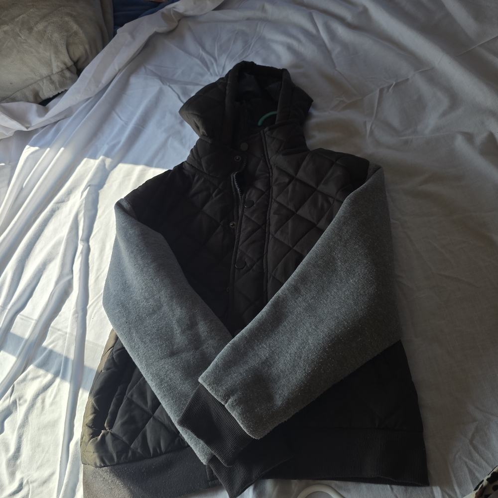 Ring of Fire Black Quilted Jacket with Gray Sleeves